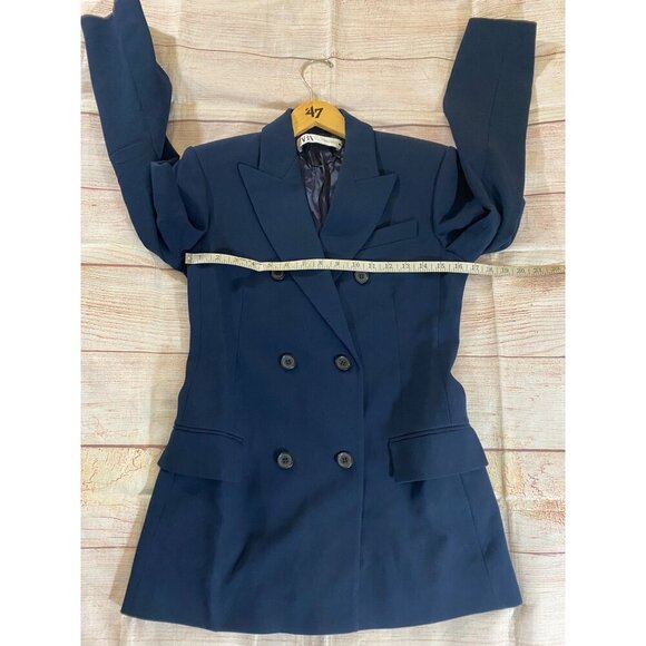 Zara Women's Blue Button Front Long Sleeve Blazer Jacket - XS - Picture 8 of 15